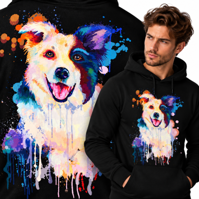 BLUZA Z KAPTUREM ZWIERZĘTA  BORDER COLLIE